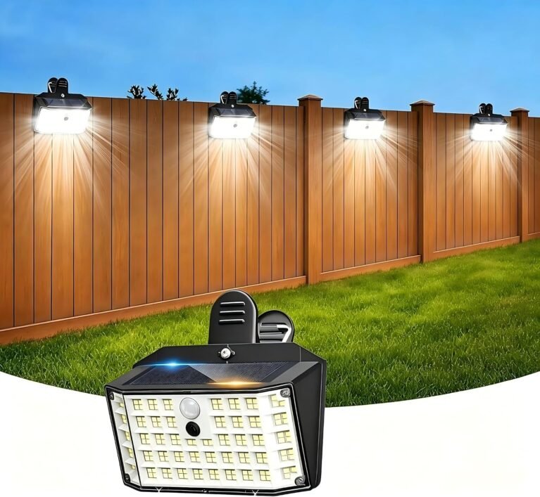 Clip on Solar Lights Outdoor, Motion Sensor Fence Lights | 176LED 600LM No Drill Solar Clip Light with Motion Sensor, 3 Modes IP65 Waterproof Security Lights for Deck,Yard(1Pack)