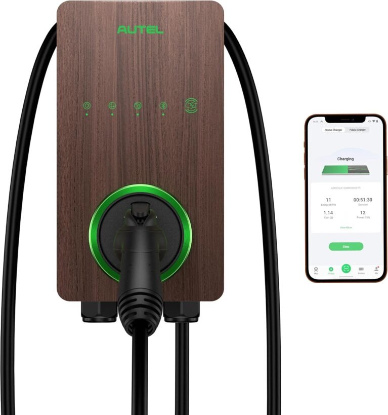 Autel Level 2 EV Charger 50A, J1772 Hardwired Home Charger, WiFi,25ft Cable | Up to 46 Mi/Hr,Smart WiFi&Bluetooth App Control,Indoor/Outdoor Rated, Adjustable 16-50A, Certified Safety Protection