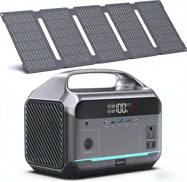 Daran Portable Power Station with 40W Solar Panel Included, 288Wh LiFePO4 Battery, 350W (600W Peak), 7-Port Design, 2.1Hrs Fast Charing Solar Generators for Home, Outdoor Camping