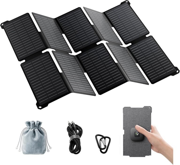 35W Portable Solar Panel Charger, 25.4% Efficiency, USB-C and USB-A | USB-C PD and USB-A QC ports charge phones and power banks; 1.5 lb foldable IP68-rated design fits backpacking and hiking