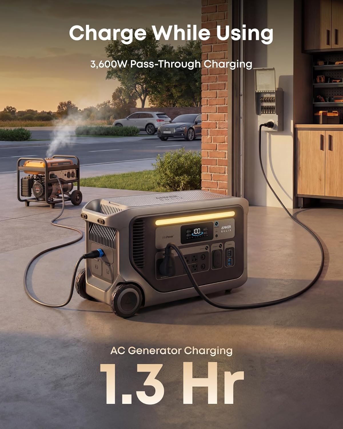Anker SOLIX F3000 Portable Power Station, 3,072Wh, 6,000W, Solar Generators | 3,072Wh LiFePO4 Battery, Expandable to 24kWh, Generator-Ready, 3,600W Solar Generator for Home, RVs, and Emergencies, UPS - Image 3