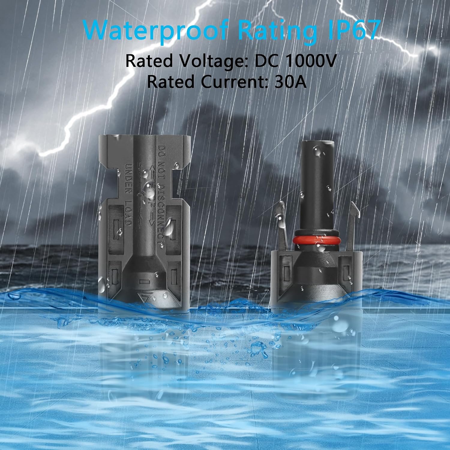 SinLoon 20PCS Solar Connectors 10Pairs IP67 Waterproof Solar Panel Connectors 1000V 30A 10AWG-14AWG Male Female Solar Wire Adapter Connector for 2.5/4/6mm² Solar PV Cable - Image 5