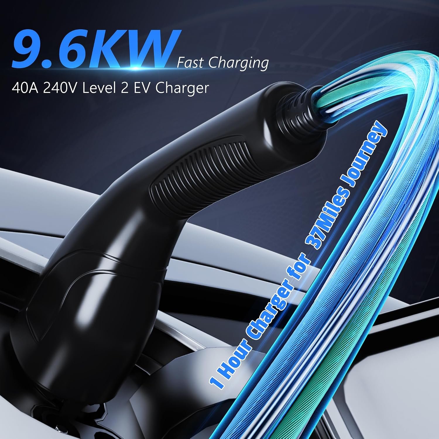 Level 2 EV Charger for Tesla, 40 Amp, 240V Portable Electric Car Charger | 27ft UL Listed Cable, NEMA 14-50 Plug, Adjustable Current & Delay Timer, App Control, Compatible with All Tesla Model 3/Y/S/X - Image 4