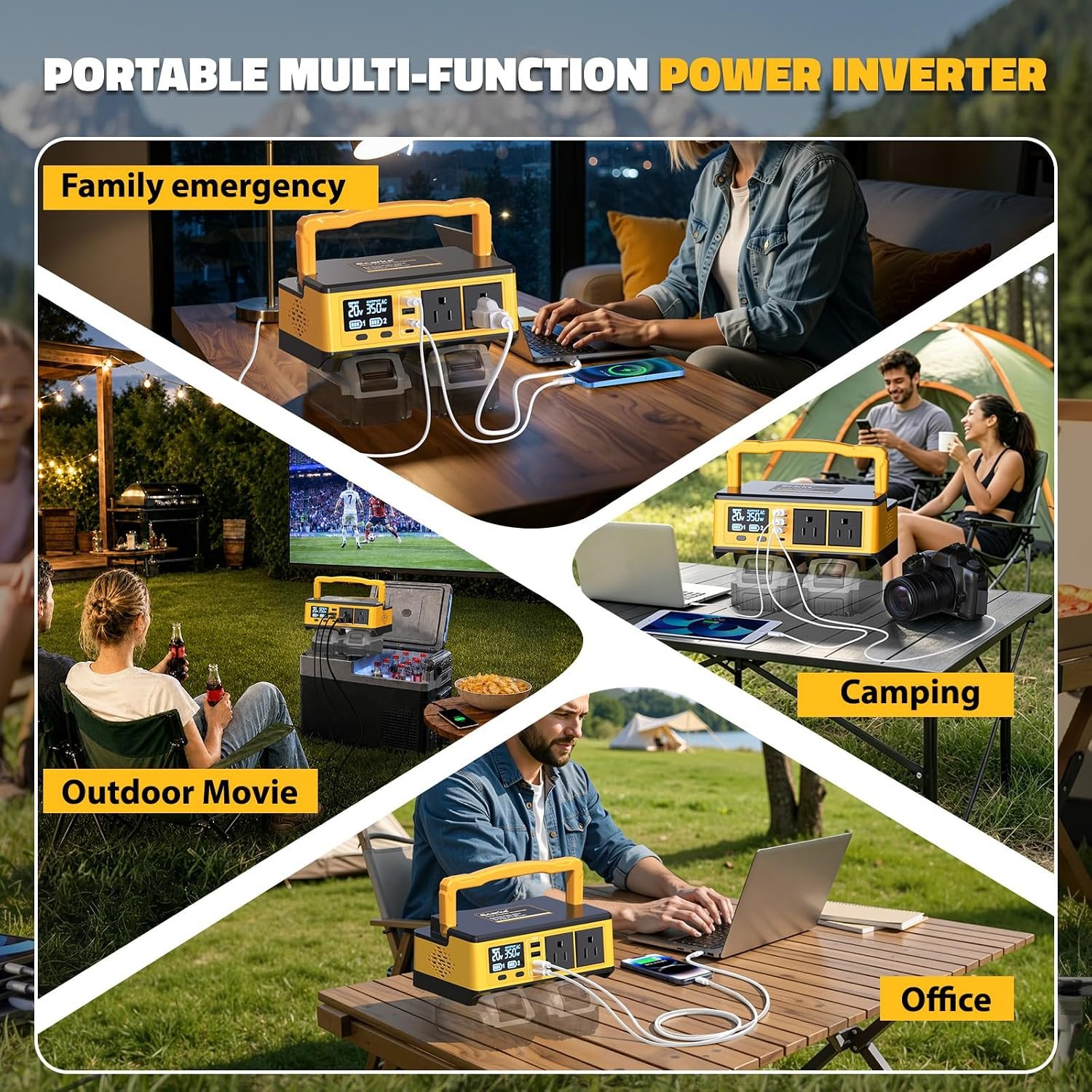 Ecarke 350W Portable Power Inverter Compatible with DeWALT 20V Battery, DC 20V to AC 110V Power Station with 2 AC Outlets, 2 USB, 2 Type-C & RGB LED Light, for Outdoor Emergency Use -Tool Only - Image 8