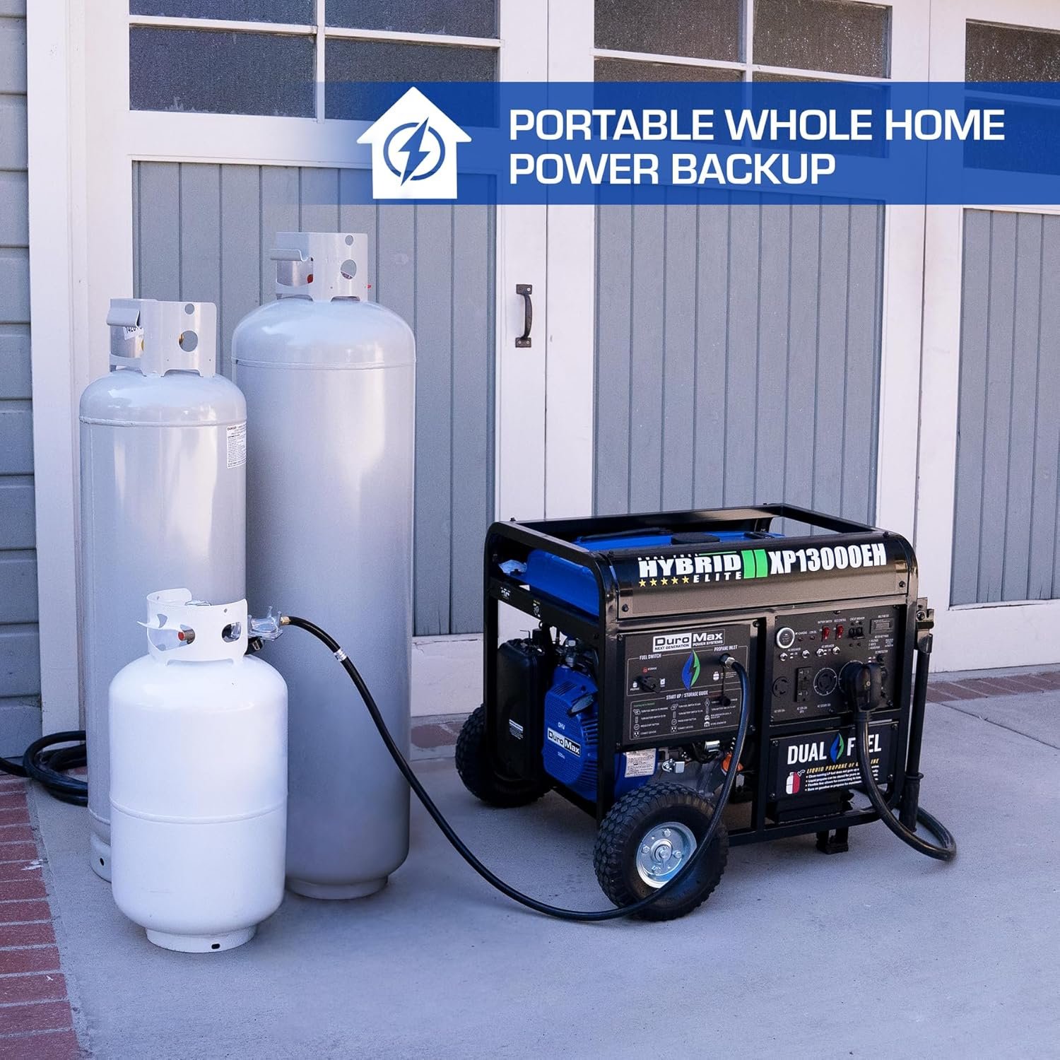 DuroMax XP13000EH 13,000-Watt Dual Fuel Portable Generator - Gas & Propane, Electric Start, Whole Home Backup Power, Transfer Switch Ready, RV & Emergency Ready - Image 2