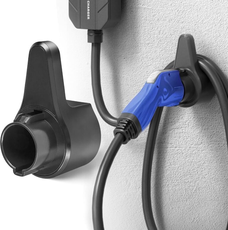 MECMO EV Charging Cable Holder Wall Mount for J1772, Electronic Vehicle Charger Cord Hanger, EVSE Car Charger Cable Organizer Management, EV Charging Plug Cord Protector Wall Hook SAE J1772 Connector