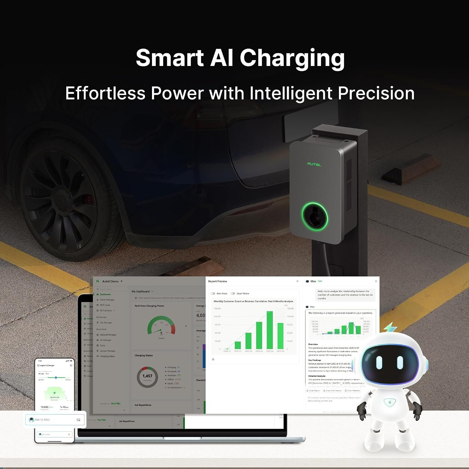 Autel MaxiCharger Level 2 Electric Vehicle (EV) Charger, up to 80 Amp Fast Charging EV Charger Level 2, Integrated Cloud with AI, Indoor/Outdoor Charging Stations J1772, Hardwired - Image 3