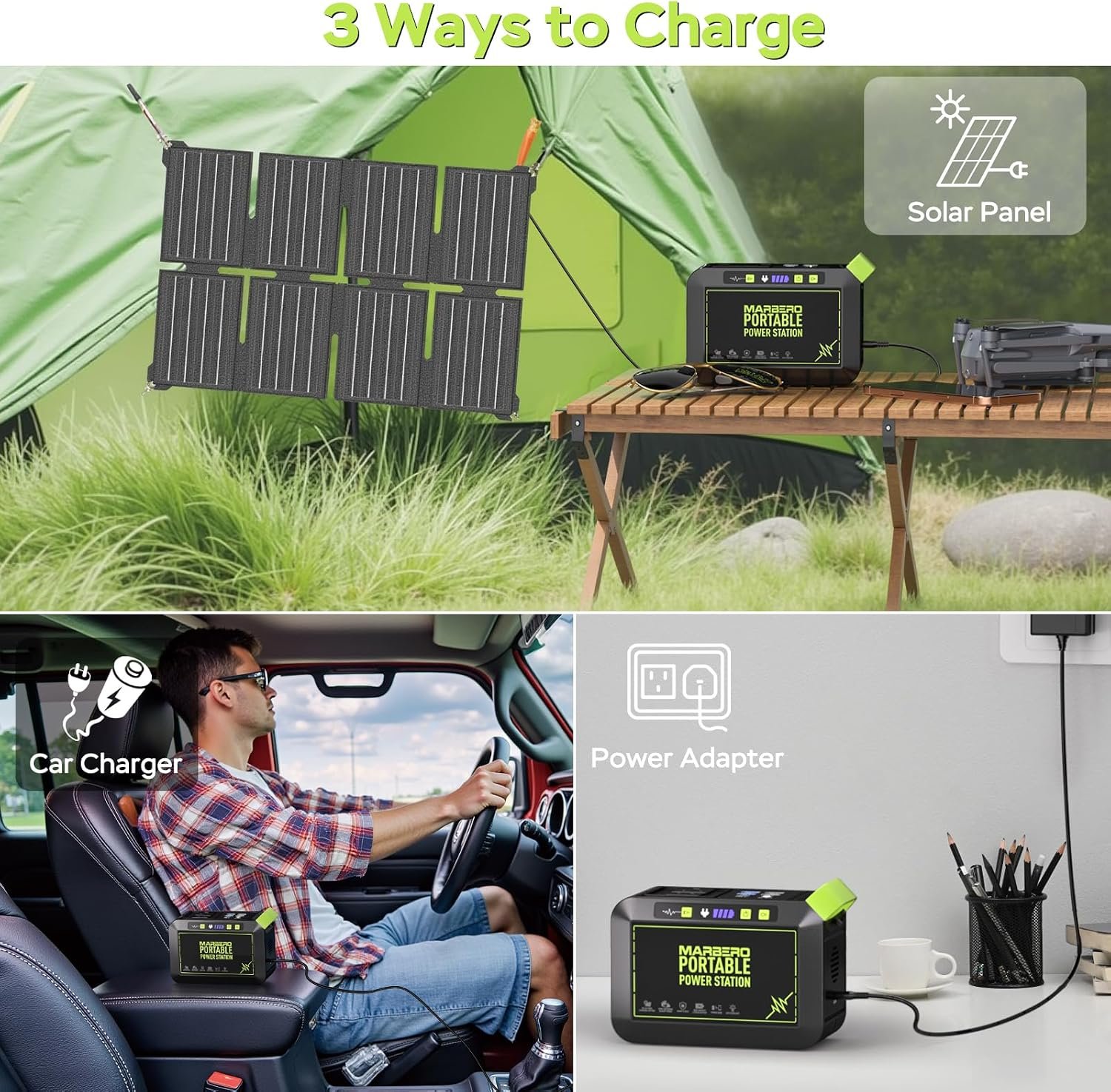 MARBERO Solar Powered Generator 88Wh, 120W Surge with 25W Solar Panel Kit | Solar Generator with Panels Included Portable Power Station with AC Outlet 110V for Camping Outdoor Home Backup Emergency RVs - Image 6