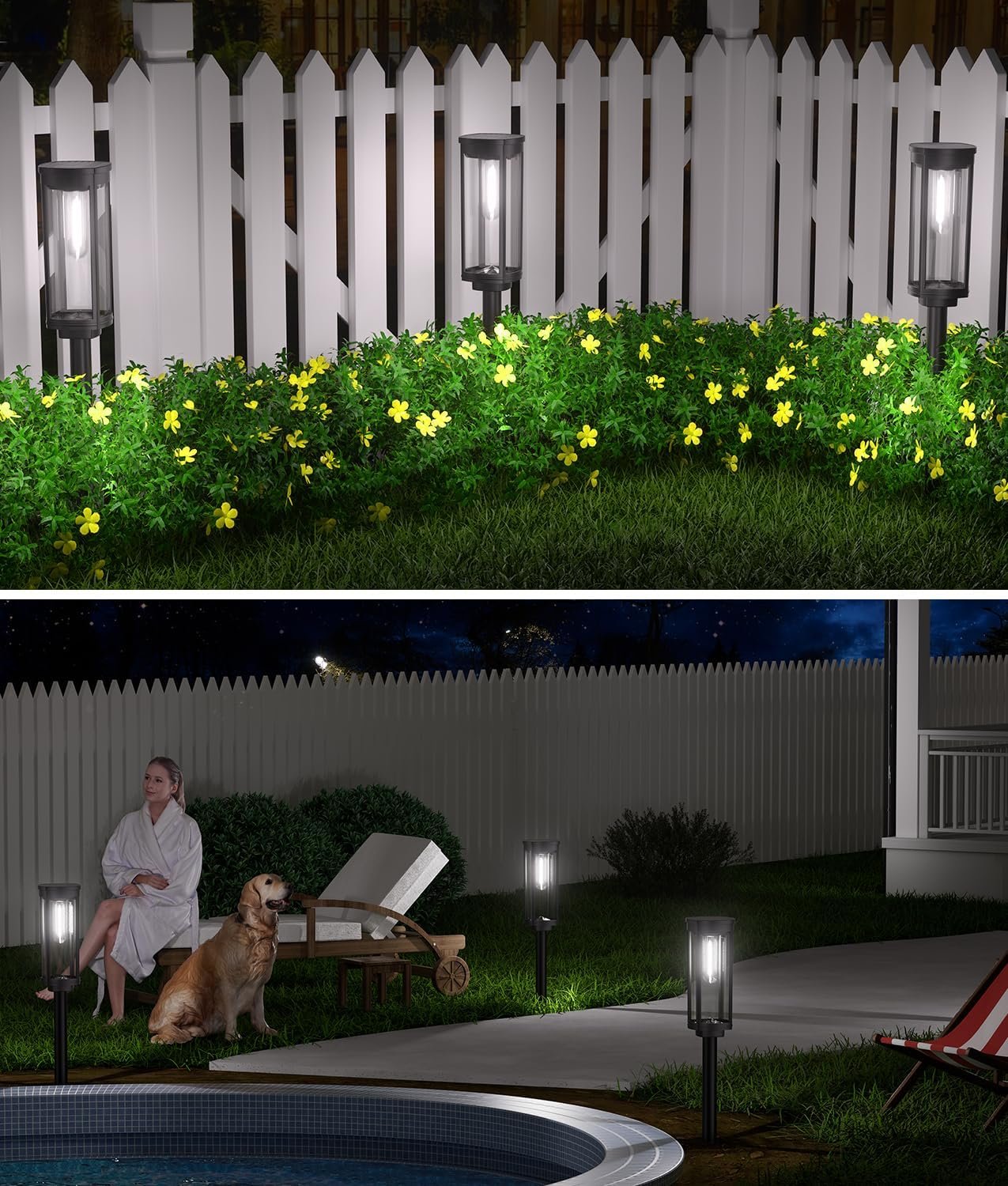 NEWMESSI 8 Pack Solar Pathway Lights Outdoor,Super Brightness IP65 Waterproof Auto On/Off Solar Path Lights, Garden Solar Powered Landscape Lighting for Outside Yard Garden Driveway Walkway Decor - Image 4