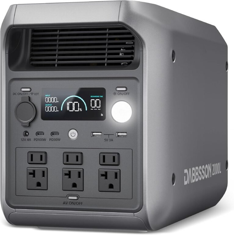 DABBSSON Portable Power Station 2000L, 2048Wh Semi-Solid LiFePO4 Battery, 2200W AC Output 6, 3300W Power Boost, 1 Hr Fast Charge, Solar Generator for Home Backup, Camping & RVs (Solar Panel Optional)