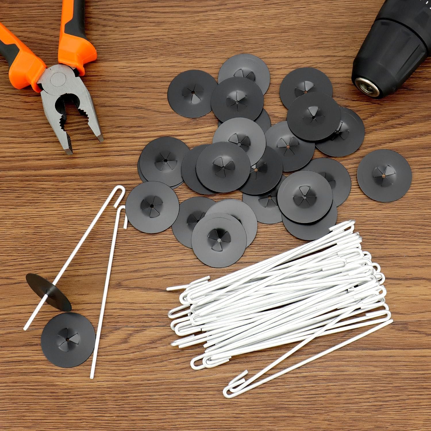 QWORK 200-Pack Stainless Steel Solar Panel Guard Clips with Self-Locking Washers and J Hooks –UV-Protected, Animal Guard Fastener Clips for Bird Wire & Pigeon Fencing, 38mm Clip Width - Image 8