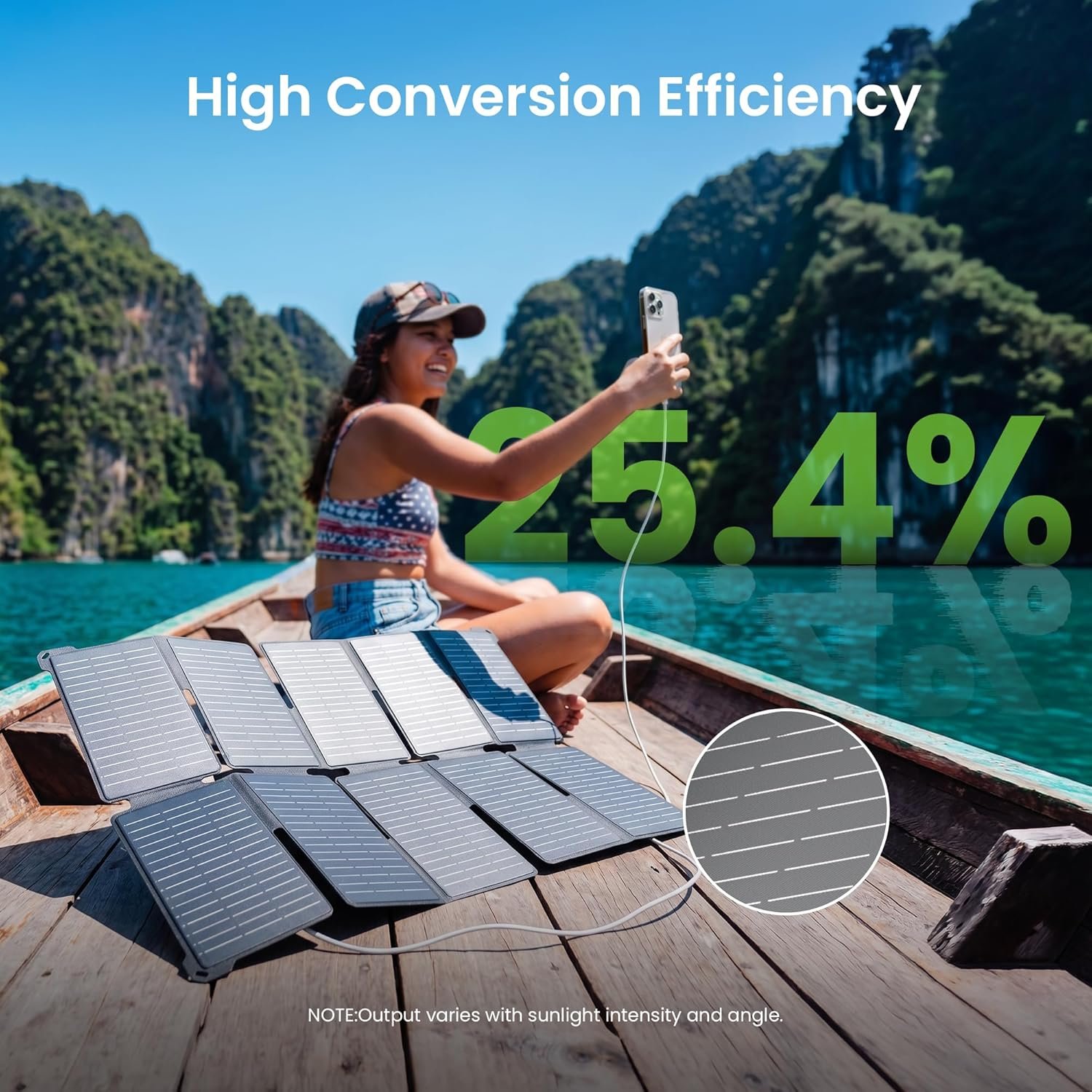 35W Portable Solar Panel Charger, 25.4% Efficiency, USB-C and USB-A | USB-C PD and USB-A QC ports charge phones and power banks; 1.5 lb foldable IP68-rated design fits backpacking and hiking - Image 2