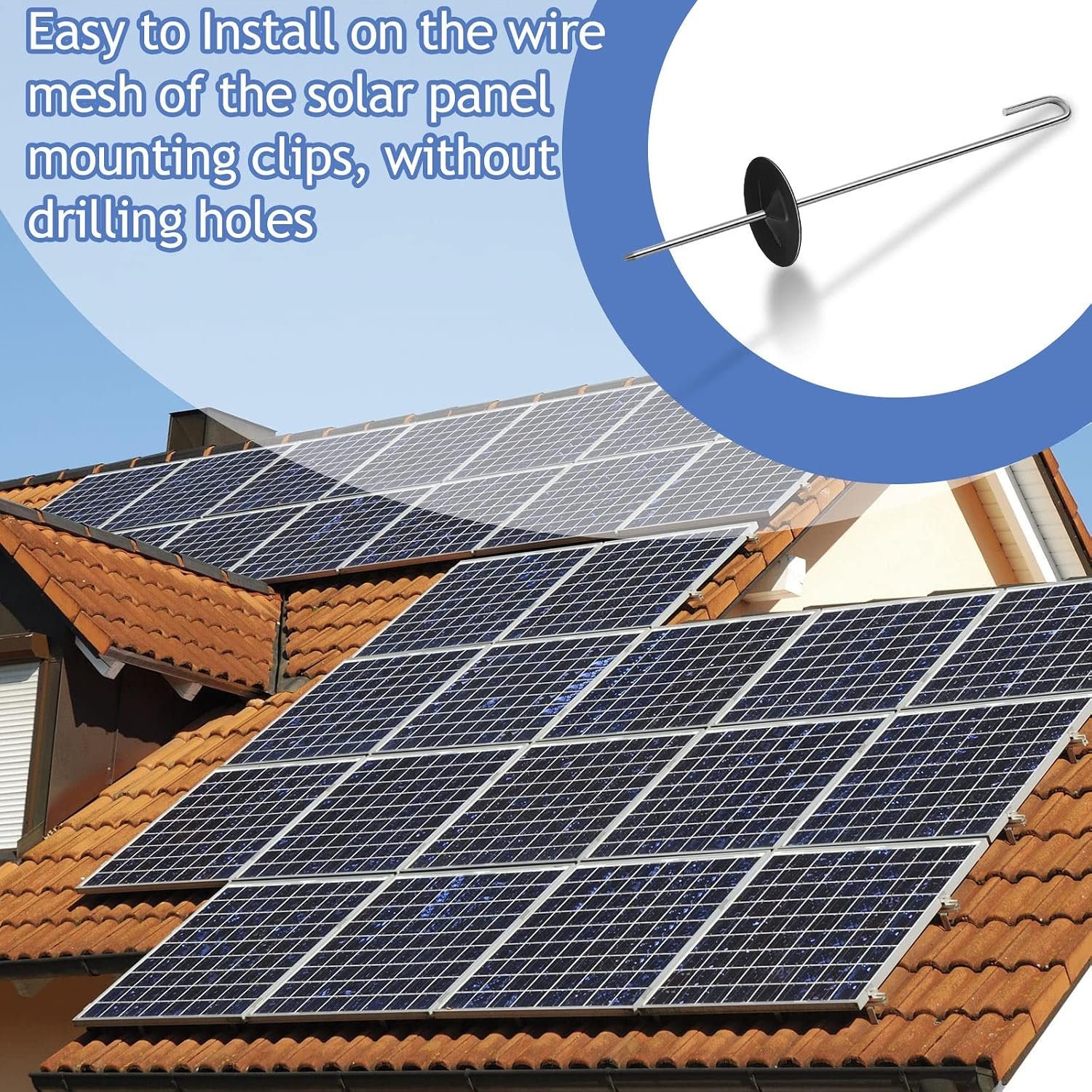 Funrous Solar Panel Guard Clips Animal Fastener Clips, 300 Packs, 25 mm | Solar Panel Animal Guard Roll Kit, Stainless Steel Fastener Clips for Solar Panel Bird Wire, Pigeon Fence - Image 4