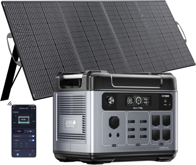 OUKITEL P2001 Pro 3200W/2048Wh Power Station With 200W Solar Panel | Solar Generator with 4 AC Outlets (6400W Peak), 1.5H Full Charging, APP Control Battery Backup for Home, Camping