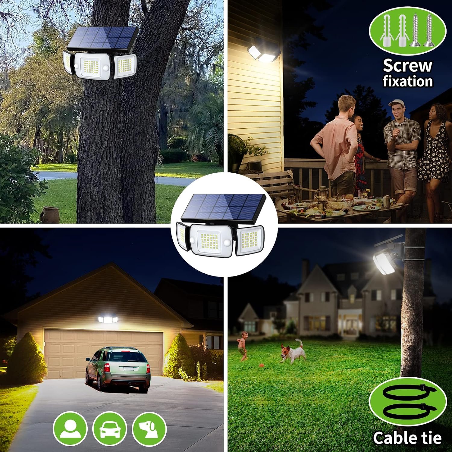 intelamp Solar Outdoor Lights, Motion Sensor with Dual Sensors Waterproof | Solar Flood Lights 270°Wide Angle for Outside with 3 Modes - Image 6