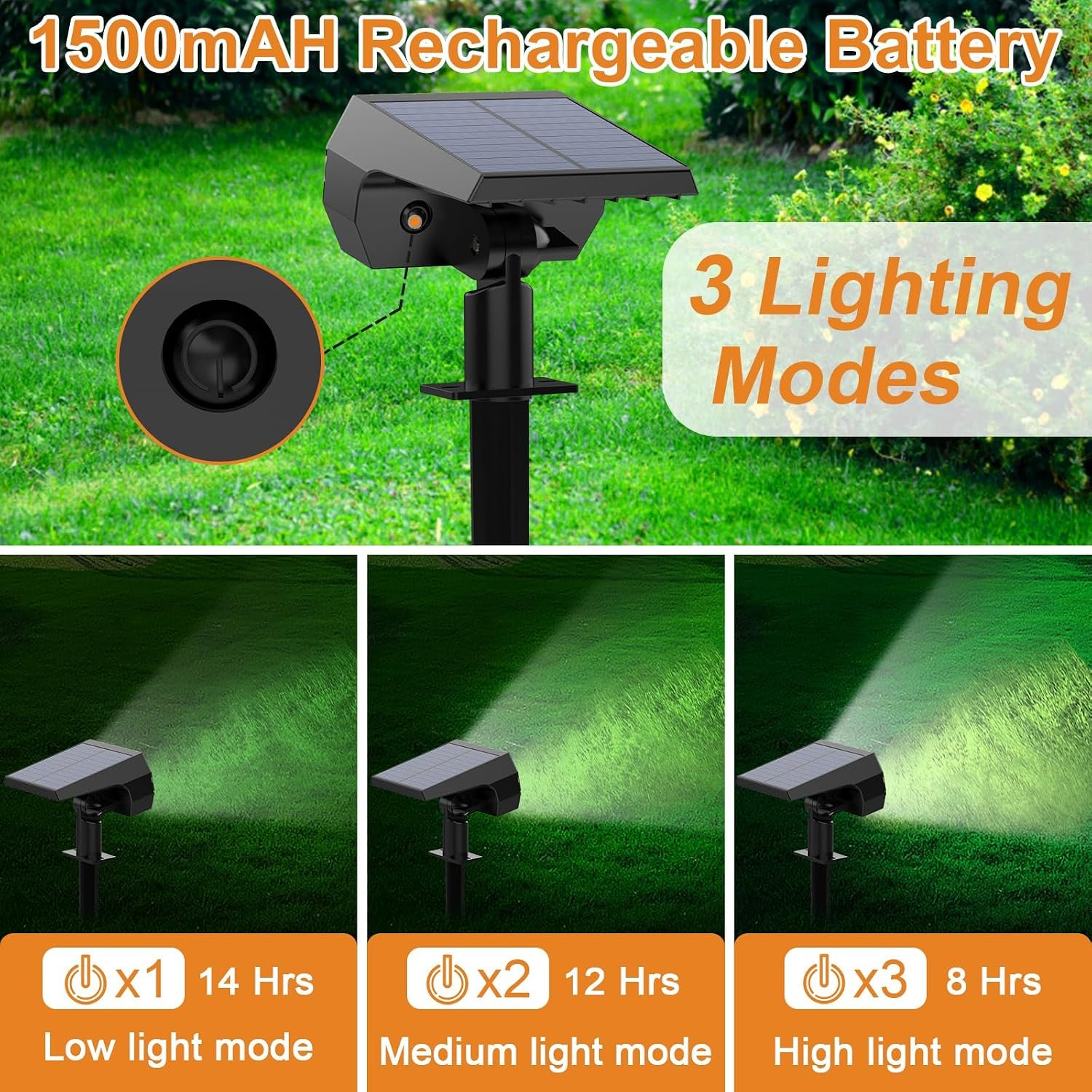 WELALO Solar Light Outdoor, IP68 Waterproof, Cool White, 6 Pack | 65LED, 3 Lighting Modes, 6 Pack Solar Spot light for Outside Yard Garden Pathway Landscape Walkway Driveway Garage House Tree - Image 3
