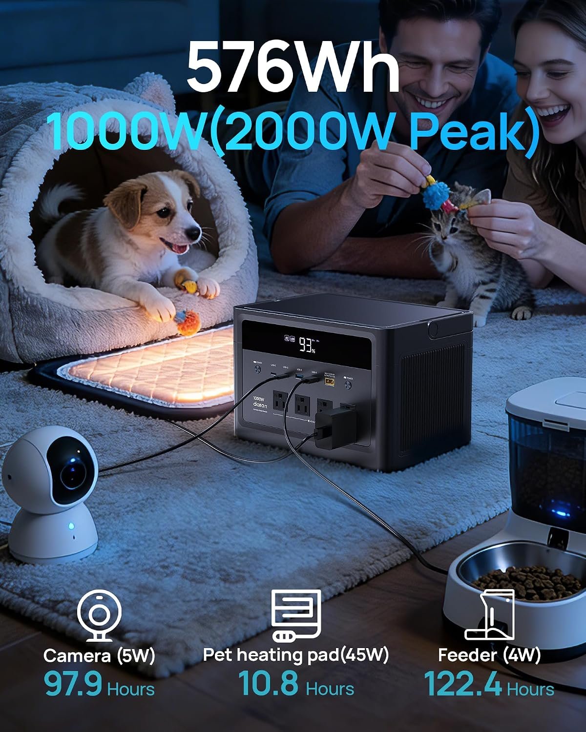 Portable Power Station 2000W Peak, 576Wh LiFePO4 Battery Solar Generator, 1.8H Fast Charging, Emergency Backup for Home Use, RV Camping, Road Trip (Solar Panel Optional) - Image 7