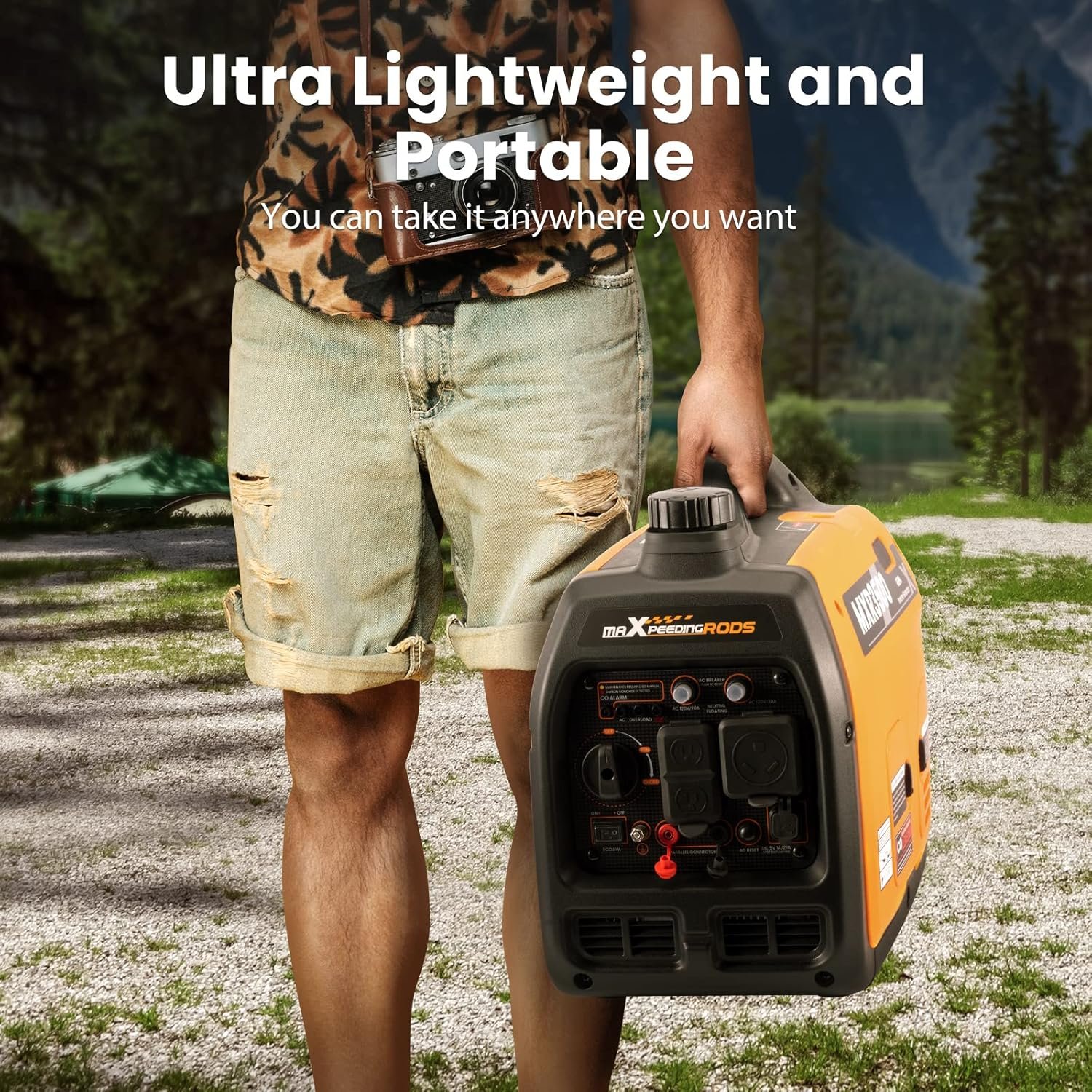 MaXpeedingrods 3500 Watt Portable Inverter Generator EPA Compliant,Gasoline | Compact and Lightweight for Home Backup Power, Outdoor Camping, RV and Trailer, MXR3500, CO Sensor, Gas Powered - Image 3