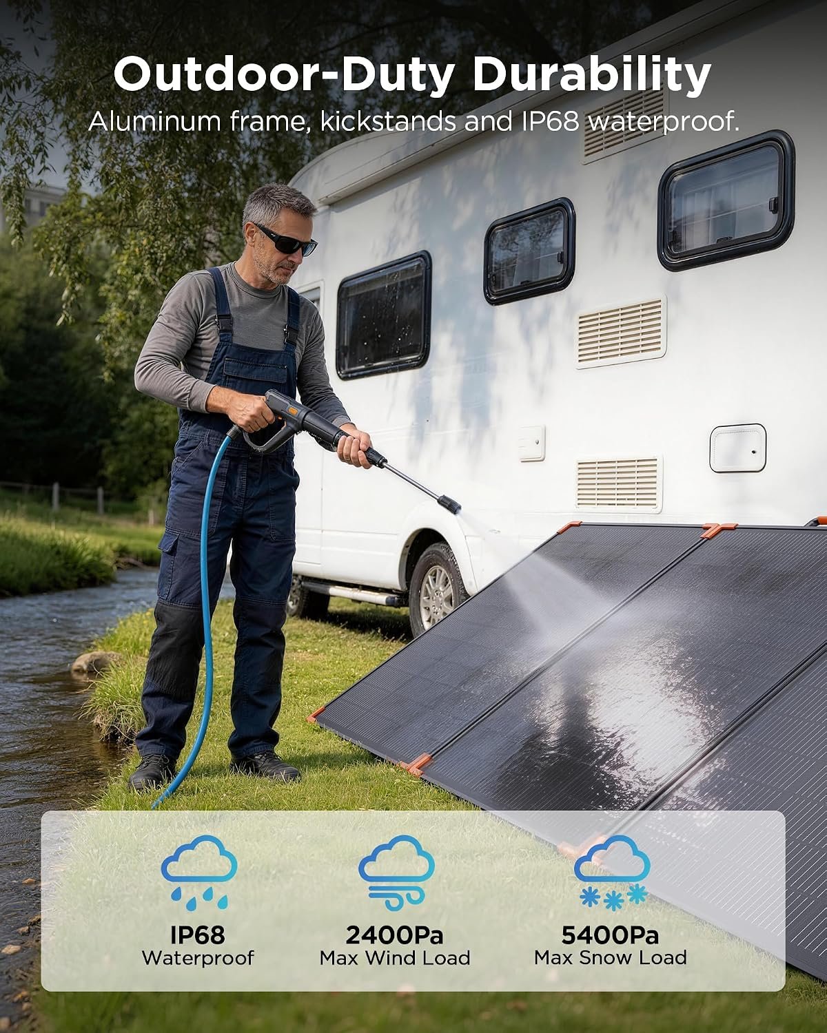 ZOUPW 350W Portable Solar Panel N-Type 16BB for Power Station | 25% High Efficiency Foldable Solar Panel for Jackery/EcoFlow Delta/Anker/Bluetti,IP68 Waterproof for Camping RV Power Backup - Image 4