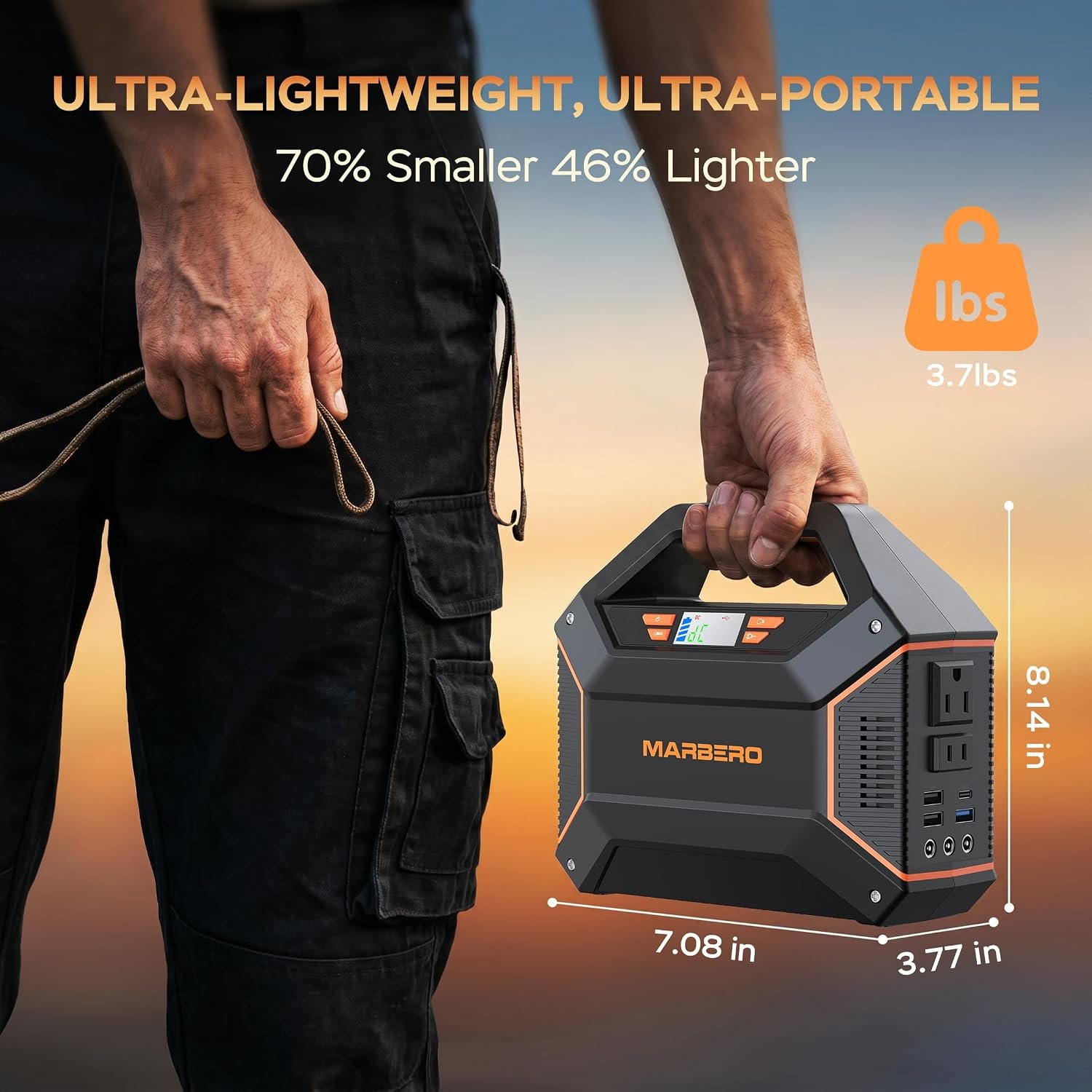 MARBERO 155Wh Solar Generator with Solar Panel Included 30W Solar Panel Kit | Solar Powered Generator 150W Surge Portable Power Station with Solar Panel for Camping Home Emergency Blackout Outdoor Hiking - Image 7