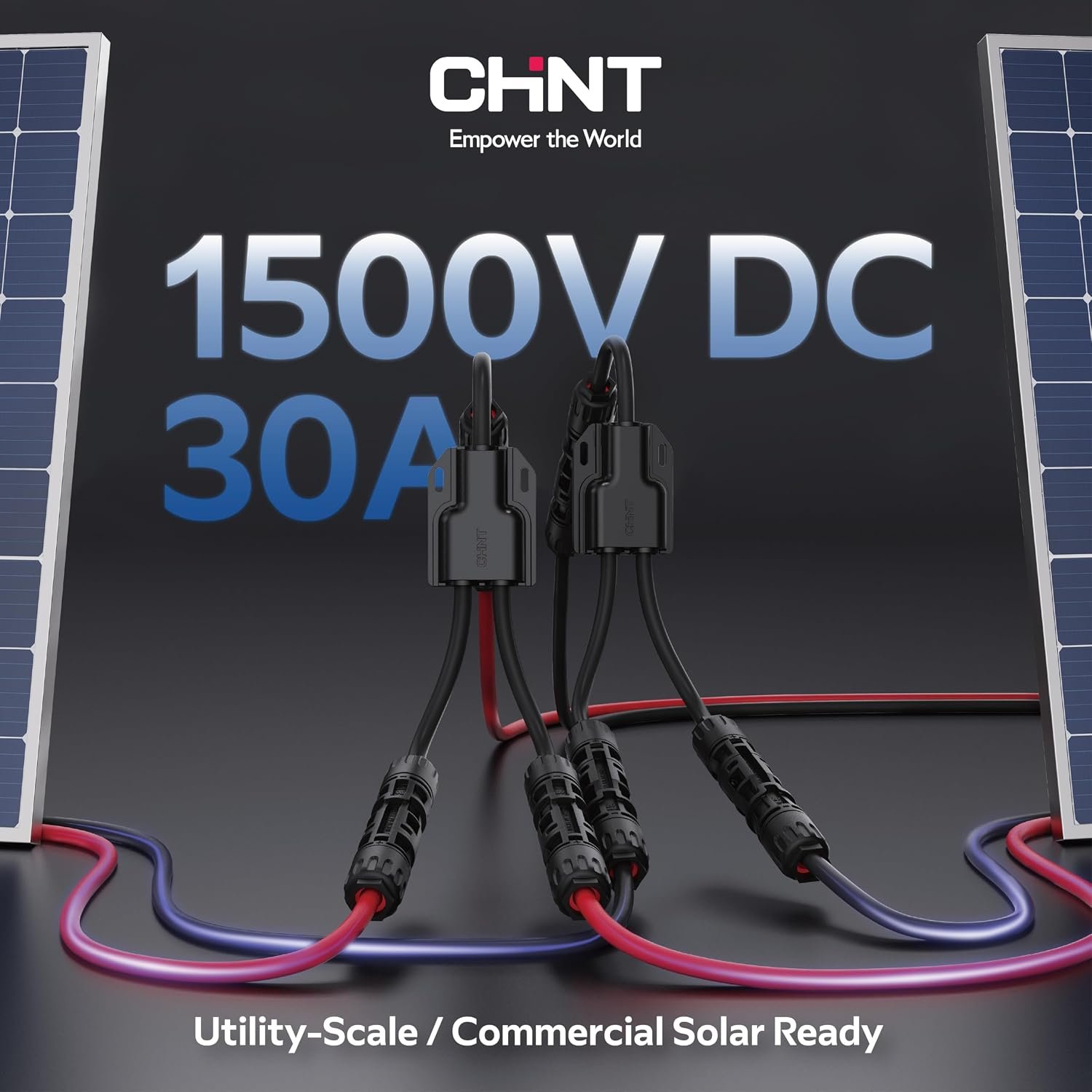 CHINT Solar Y Branch Connector Kit, 10AWG to Dual 12AWG PV Wire, 1500V 30A, UL & TÜV Certified Connectors and Cables, 1 Pair Y-Splitter with 3 Pairs Connectors & 5 Pairs Dust Caps & Spanners - Image 2