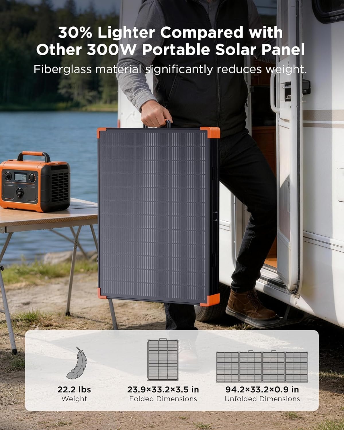 ZOUPW 350W Portable Solar Panel N-Type 16BB for Power Station | 25% High Efficiency Foldable Solar Panel for Jackery/EcoFlow Delta/Anker/Bluetti,IP68 Waterproof for Camping RV Power Backup - Image 3
