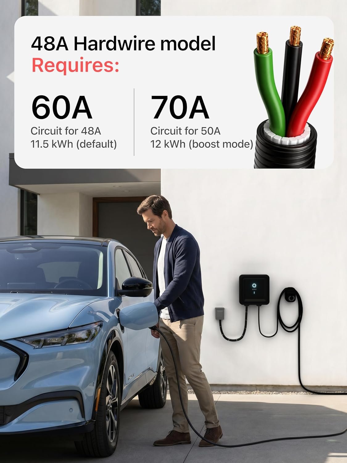 Level 2 EV Charger J1772 48A - Hardwired 240V Wall Charging Station | up to 50 mph, 25ft Cable, Enhanced WiFi (2.4GHz), Smart App, Weatherproof Indoor/Outdoor (IP66, NEMA 4), UL & ETL Certified - Image 7