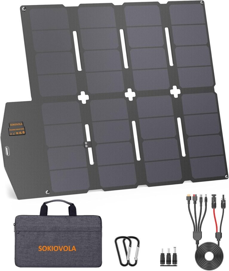 SOKIOVOLA 100W Portable Solar Panel MC-4 Foldable Solar Panel Charger Kits 18V IP68 Waterproof Lightweight and Compact for Small Power Station RV Travel Outdoor Activities