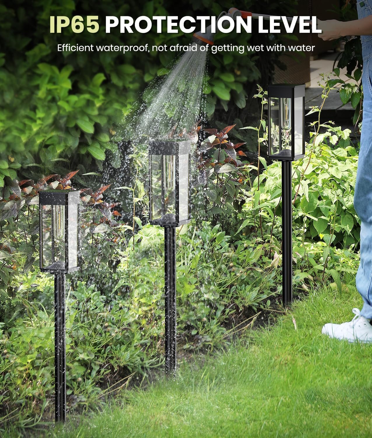 NEWMESSI 8 Pack Bright Solar Pathway Lights Outdoor,IP65 Waterproof Auto On/Off Solar Garden Light Path Lights Solar Powered for Outside Yard Path Lawn Walkway Driveway Landscape Lighting Patio Decor - Image 3