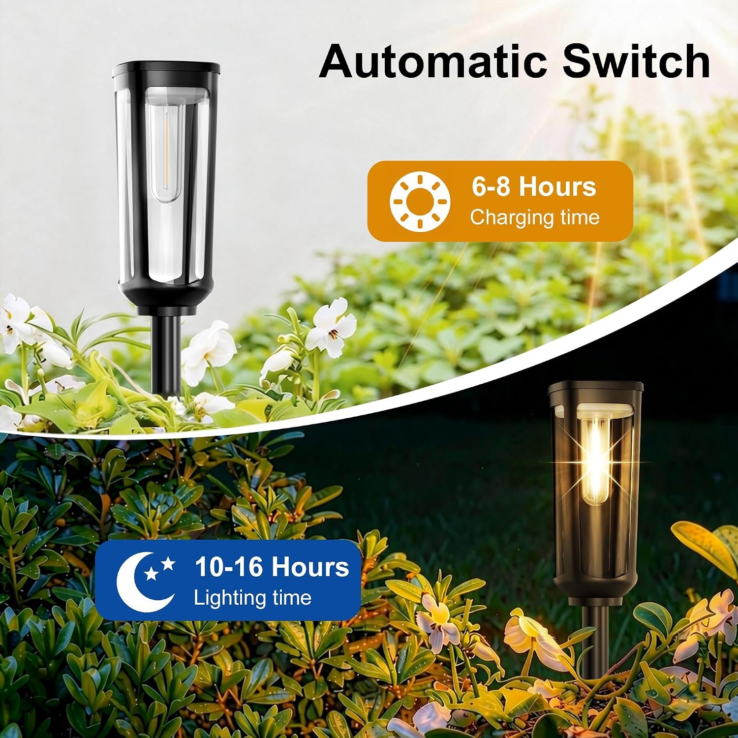 JEJOT Solar Pathway Lights Outdoor Waterproof, 8 Pack Solar Walkway Lights | Solar Light outdoor for Lawn Yard Garden Patio Driveway Decor Landscape, Warm White - Image 3