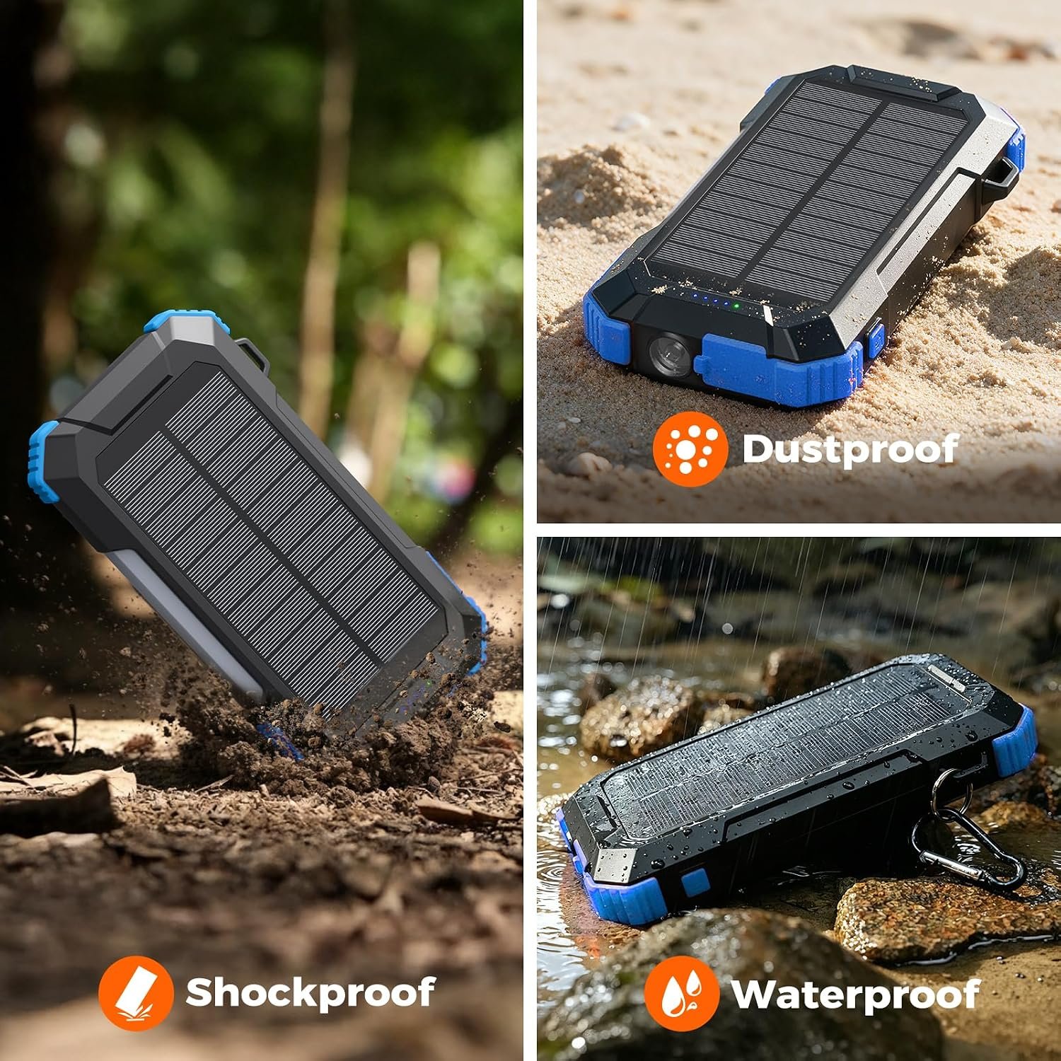 BLAVOR Solar Charger Power Bank Built-in Retractable USB-C Cable, 20000mAh Wireless Magnetic Portable Charger with Camping Light, Flashlight, 20W Fast Charging Battery Pack for Outdoor Camping Hiking - Image 6