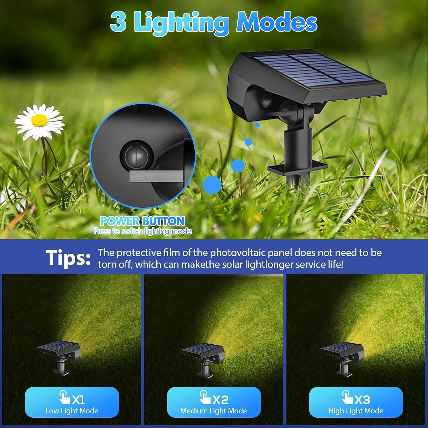 NYMPHY Solar Lights Outdoor Waterproof - 6 Pack (Warm White) | 56 LED 3 Lighting Modes IP68 Waterproof Solar Powered Garden Yard Spot Solar Lights for Christmas Outside Landscape - Image 4