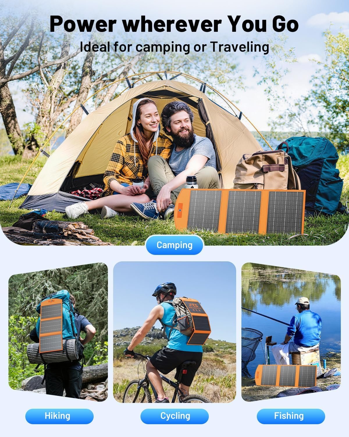 SOLUPUP Solar Panels 30W Portable Foldable Solar Charger with 5V USB-A and USB-C Fast Charging Compatible with iPhone, iPad, Samsung, Power Banks, IPX5 Waterproof Perfect for Camping, Hiking, Outdoor - Image 9
