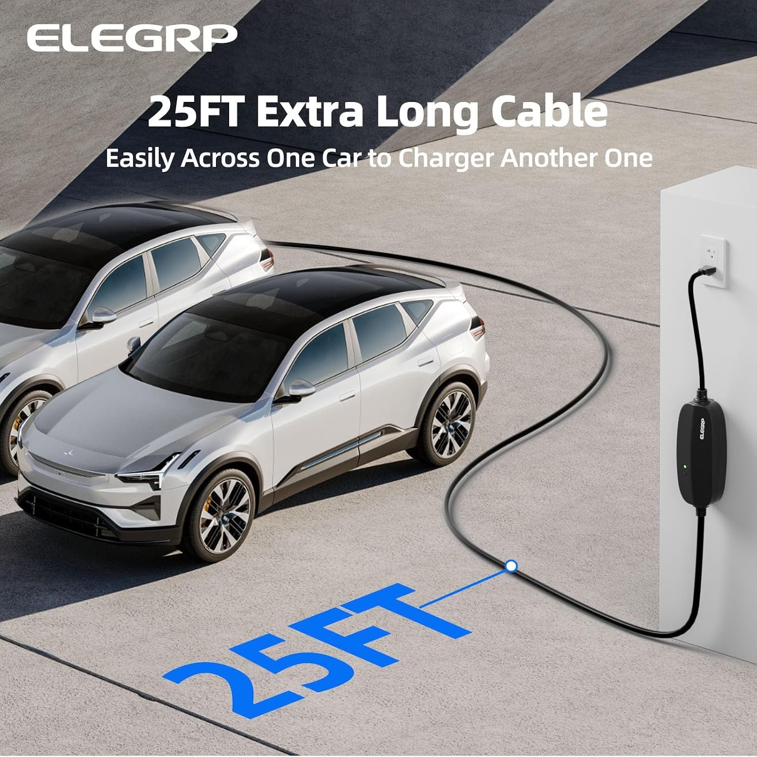 ELEGRP Level 1/2 EV Charger, 16 Amp, Portable J1772 Charger, 25FT Cable, NEMA 6-20 & 5-15 Adapter, Electric Car Charger 110V-240V for BEVs PHEVs, PBE & LRC Technology - Image 5