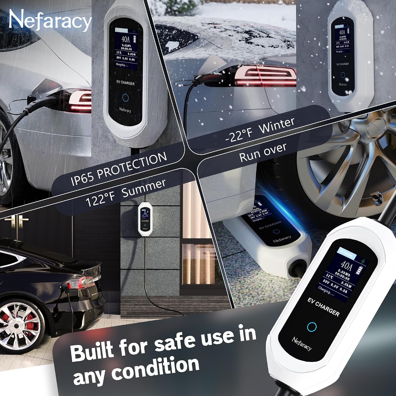 Level 2 EV Charger for Tesla, 40 Amp, 240V Portable Electric Car Charger | 27ft UL Listed Cable, NEMA 14-50 Plug, Adjustable Current & Delay Timer, App Control, Compatible with All Tesla Model 3/Y/S/X - Image 5