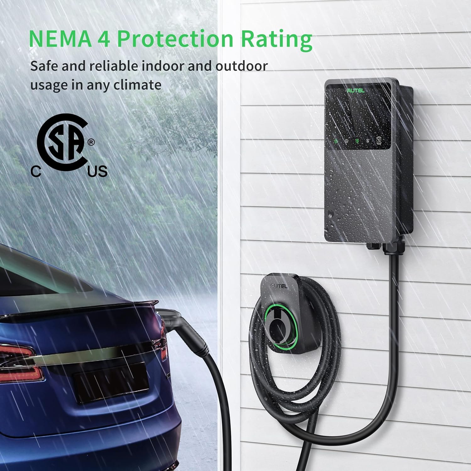 Autel Level 2 EV Charger up to 50Amp, 240V, Indoor/Outdoor Car Charging Station with J1772 Connector, Wi-Fi and Bluetooth Enabled EVSE, Hardwired,25-Foot Cable with Separate Holster, Dark Gray - Image 4