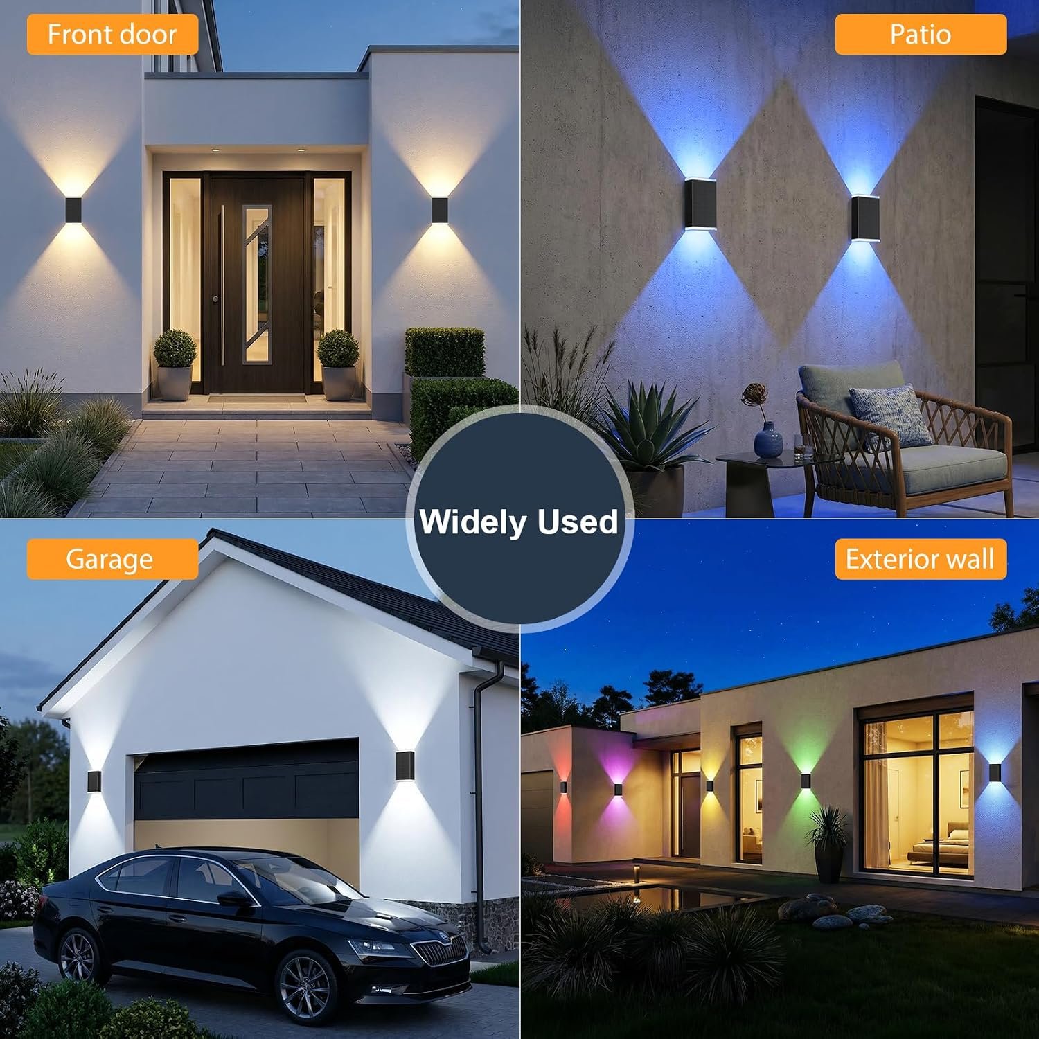 4Pack Solar Wall Lights Outdoor, 13 Modes Dusk to Dawn Up Down Wall Sconce | Focused Beam 3CCT+RGB 13Colors Changing IP67 Waterproof LED Solar Lights Outdoor for House,Front Door,Garage,Patio,Porch,Shed - Image 7