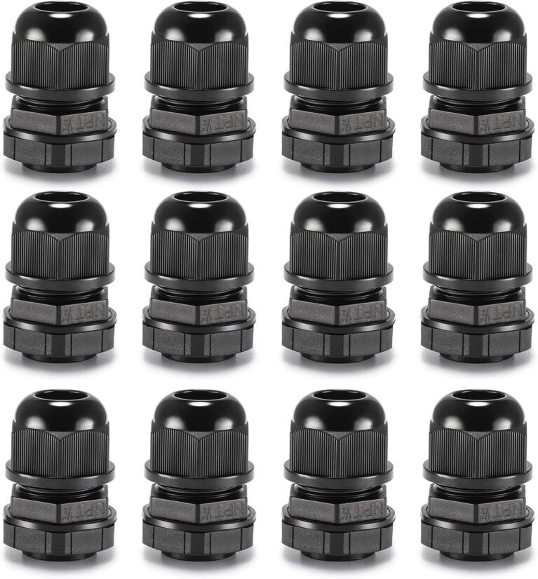 QILIPSU 12pcs 1/2" NPT Cable Gland Waterproof IP68 Nylon Cable Pass Through Cord Grip Connector Strain Relief Wire Grommet