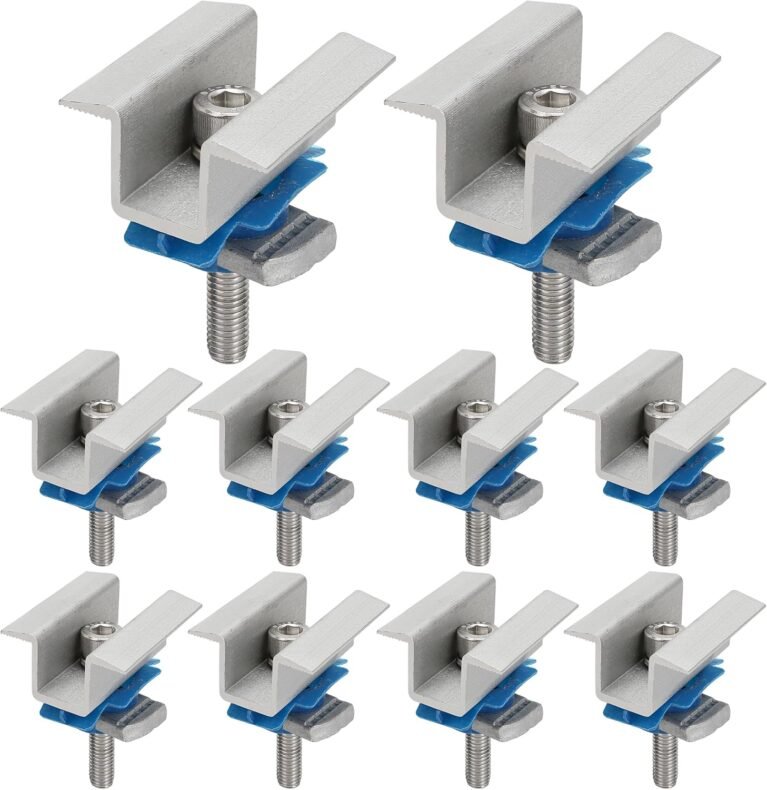 10 Pcs Adjustable Solar Panel Mounting Bracket Clamps Wide Photovoltaic Support Mid for Secure Solar Panel System pv, Aluminum Roof Mount Kit Hardware with Nut Bolt Fit for Standard Unistrut