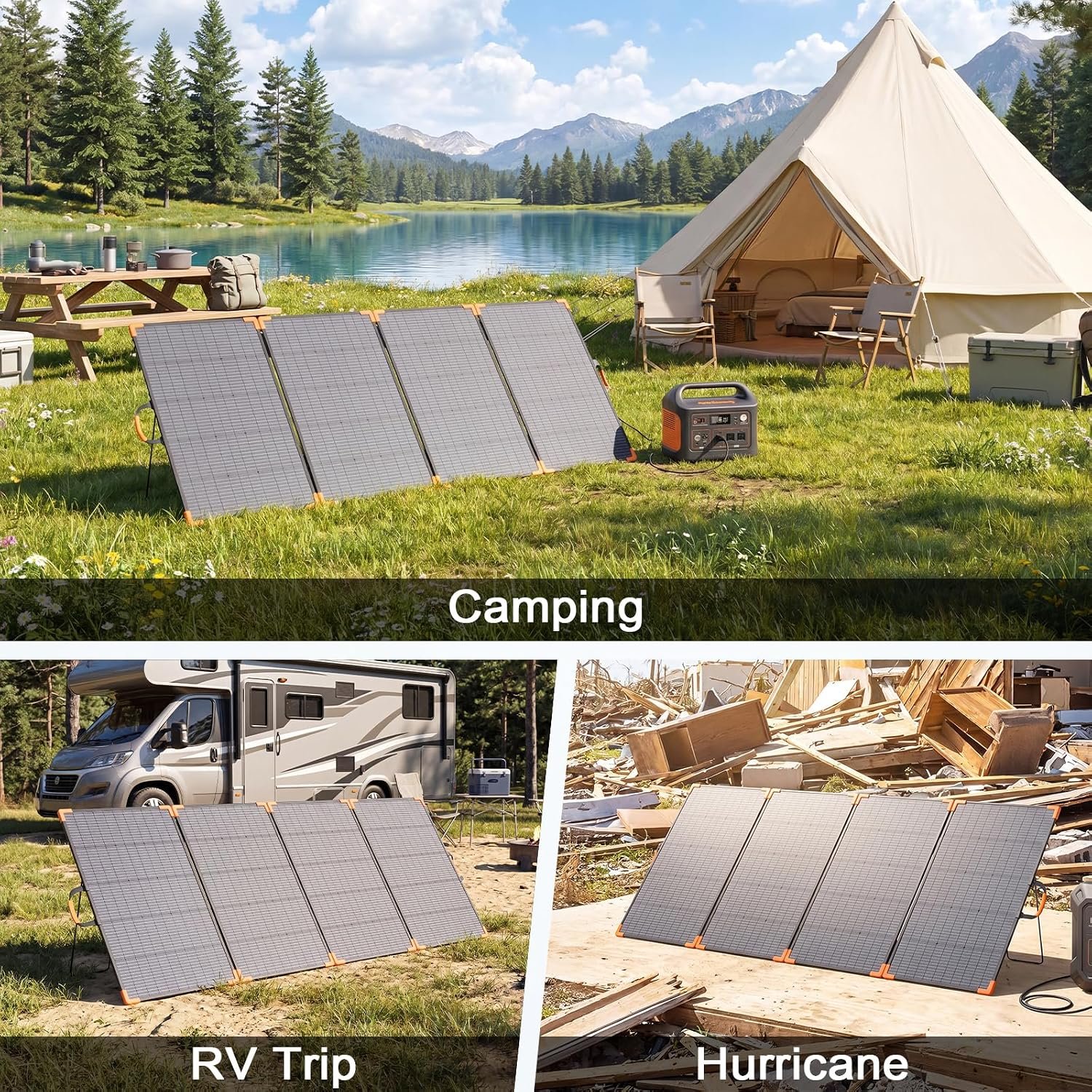 400 Watt Bifacial Portable Solar Panel for Power Station | 33V Lightweight Foldable Solar Panels Charger, IP68 Waterproof 25% High Efficiency Solar Charger for Camping RVs Home Backup - Image 8
