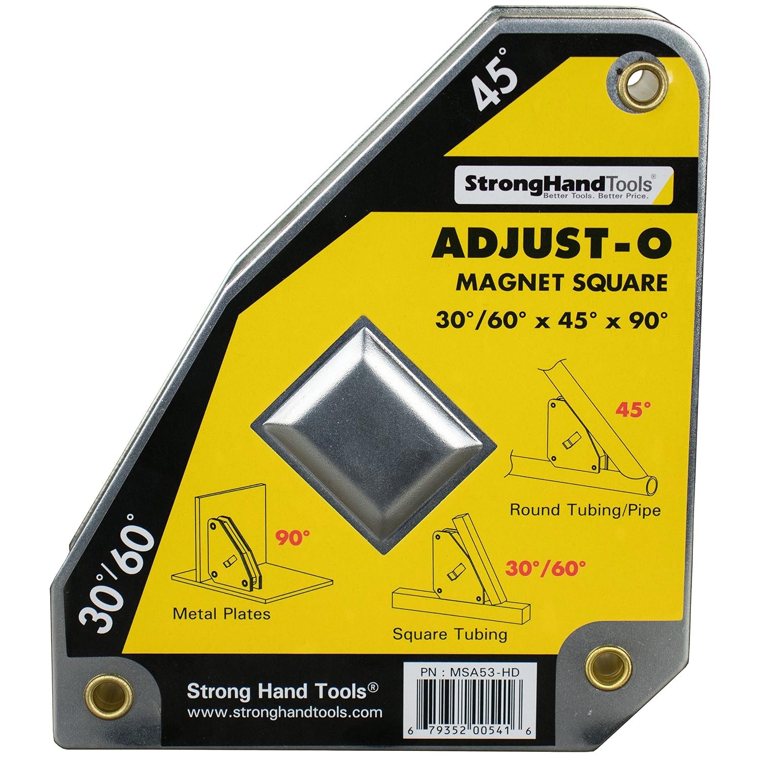 Heavy Duty, Adjust-O Magnet Square, On/Off Switches, Pull Force: 140 lbs, 6" x 5-1/8" x 1-3/8", MSA53-HD, Strong Hand Tools - Image 2