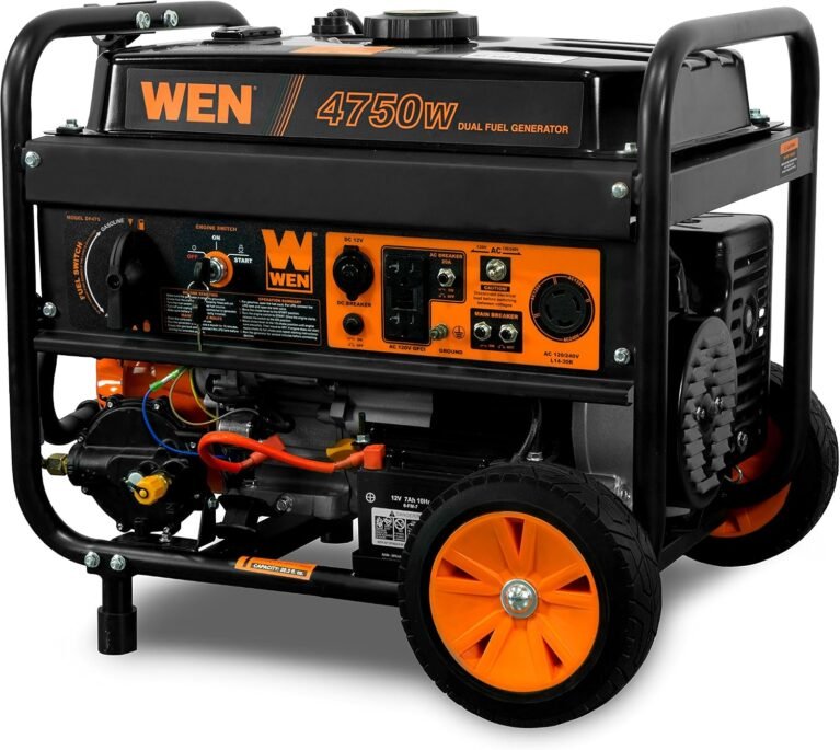 WEN 4,750-Watt 120V/240V Dual Fuel Portable Generator with Wheel Kit and Electric Start (DF475T)