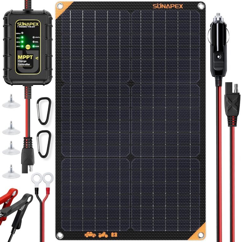SUNAPEX MPPT 30Watt 12V Solar Car Battery Trickle Charger & Maintainer | Waterproof Flexible Solar Panel Kit | Prevents Overcharging with Smart Controller | Fits 12V Batteries for Boats, RVs & More