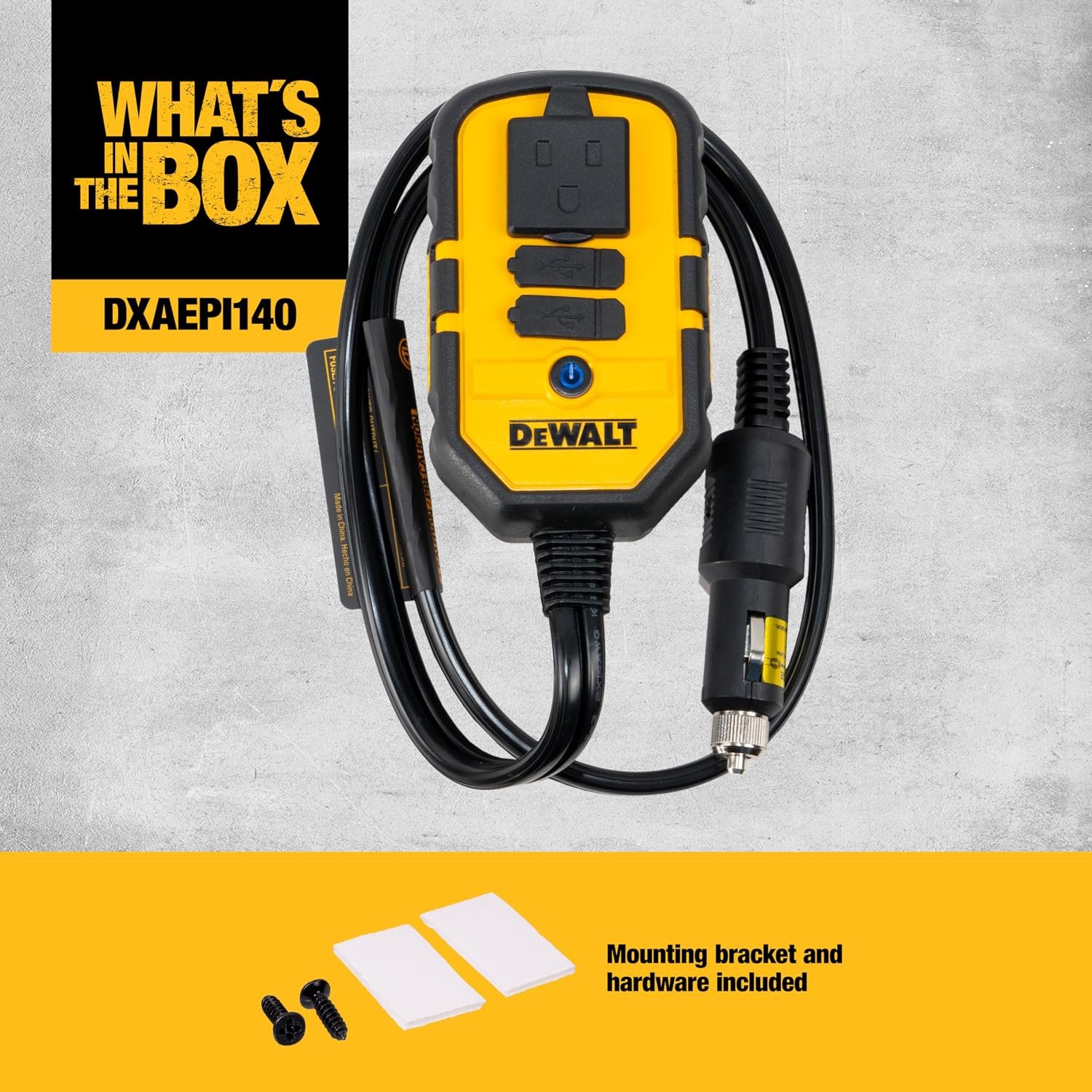 DEWALT DXAEPI140 Power Inverter for Vehicles | 140-Watts of Household Power, 25W USB Type C, 15W USB Type A - Image 6