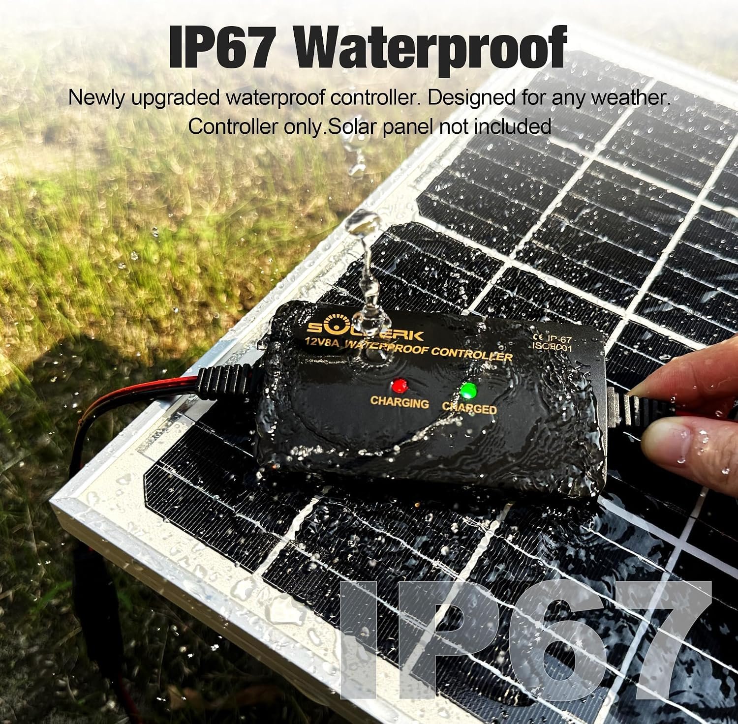 SOLPERK 8A 12V Solar Charge Controller IP67 Waterproof Solar Panel Charge | Intelligent Solar Panel Battery Regulator for Gel AGM Lead-Acid Lithium LiFePO4 Battery, for RV Boat Car - Image 2