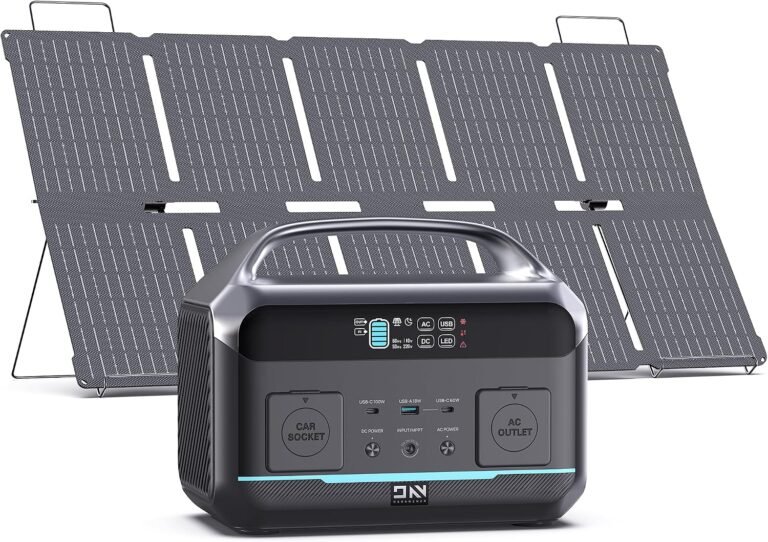 DaranEner 600W 576Wh Portable Power Station with 100W Foldable Solar Panel, Peak 1200W, LiFePO4 Power Bank with Built-in UPS, 1.1H Fast Charge Solar Generator for Camping Home Emergency RV Outage
