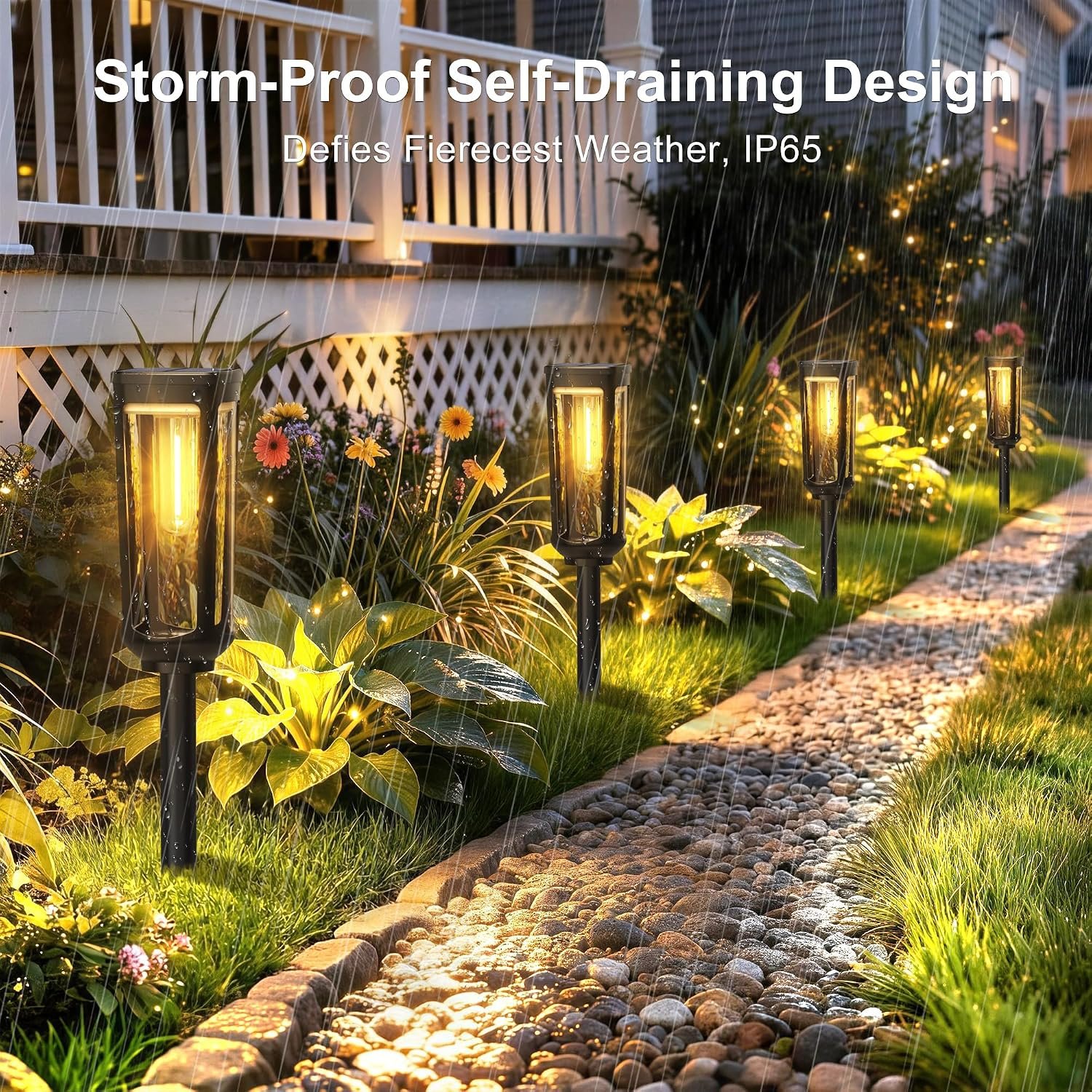 JEJOT Solar Pathway Lights Outdoor Waterproof, 8 Pack Solar Walkway Lights | Solar Light outdoor for Lawn Yard Garden Patio Driveway Decor Landscape, Warm White - Image 5