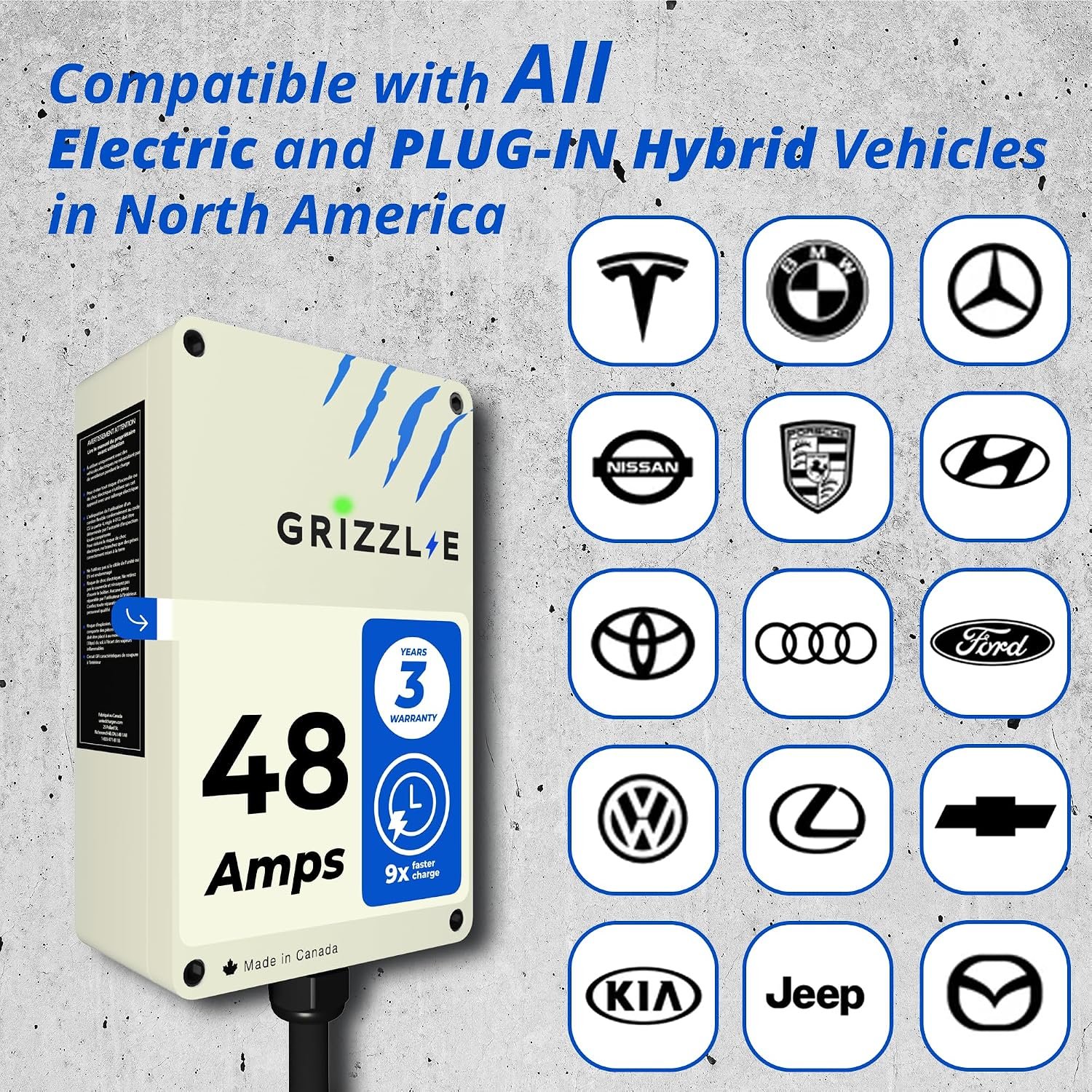 Grizzl-E 48A Ultimate Level 2 Fastest 48A Electric Vehicle (EV) Charger, UL Tested and Certified, Metal Case, Indoor/Outdoor Electric Car Fast Charging Station, Hardwired, Ultra Edition, J1772 - Image 2