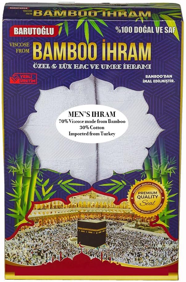 Modefa Islamic Men's Ihram for Umrah Men - Hajj Umrah Essentials - Ehram Ahram for Hajj 2 Piece Set - Seamless Viscose Made from Bamboo + Cotton Ihram Towel Set 110 x 220cm (Combo: 5 Piece) - Image 8