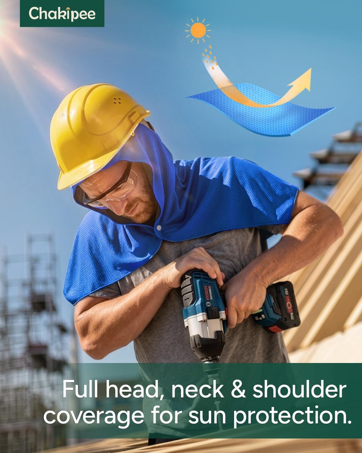 Cooling Hoodie Towel for Neck and Face,Sun Protection & Instant Cooling,Cool Towels for Hot Weather,Soft Breathable Towel for Sports, Gym, Workout, Camping & Cycling, Blue, 1 Pack - Image 4